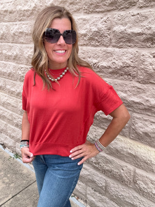 Brushed Haci Dolman Top Brick