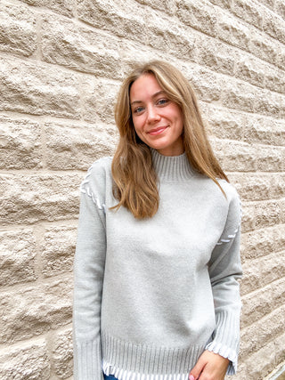 Stitch Trim Mockneck Sweater by Dex