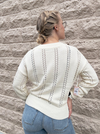 Ecru V-neck Sweater by Dex