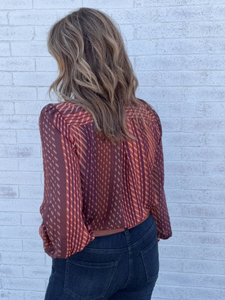 Long Sleeve Woven Blouse W Neck Tie by Liverpool