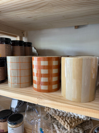 3-1/2" Round Hand-Painted Stoneware Mug, 3 Styles
