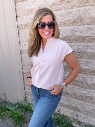 Matte Drop Shoulder Top Rose