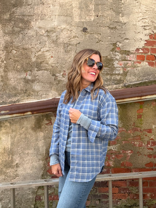 River Plaid Button Up River Blue by Z Supply