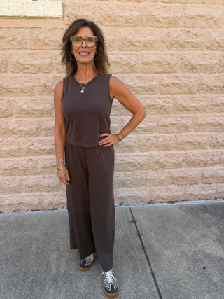 Scout Jersey Crop Flare Pant - Dark Chocolate