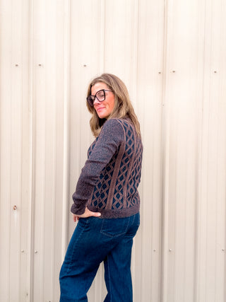 Crewneck Sweater - Navy/Brown by Liverpool