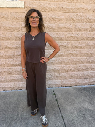 Sloane Jersey Muscle Tank - Dark Chocolate