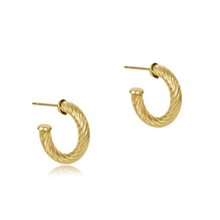 Round Gold .5" Textured Post Hoop 4mm enewton