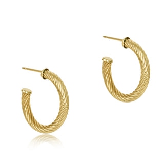 Round Gold 1.125" Textured Post Hoop 4mm enewton