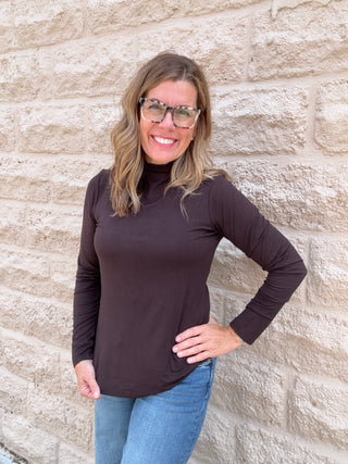 Long Sleeve Mock Neck Knit Top - Java