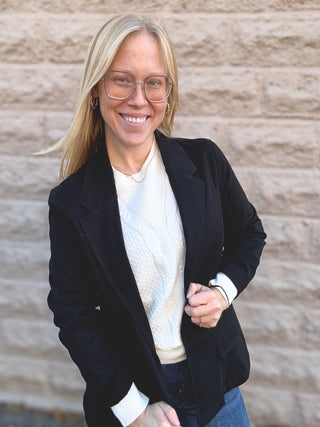 Fitted Twill Blazer Onyx by Liverpool