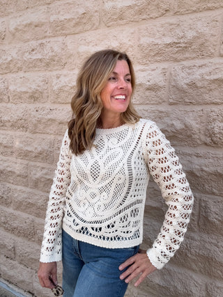 Open Knit Crochet Sweater by Dex
