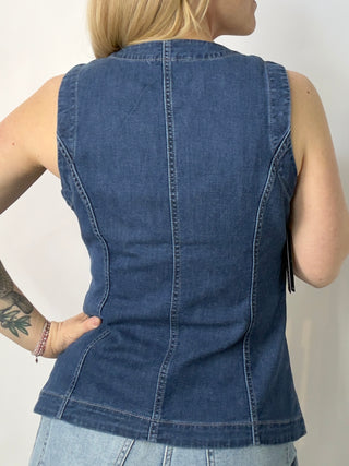 Split Front Denim Vest by Liverpool