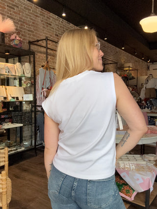Cap Sleeve Dolman with Eyelet Detail