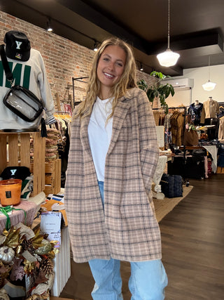 Coatigan Camel Cream Plaid