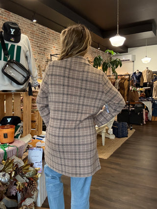 Coatigan Camel Cream Plaid