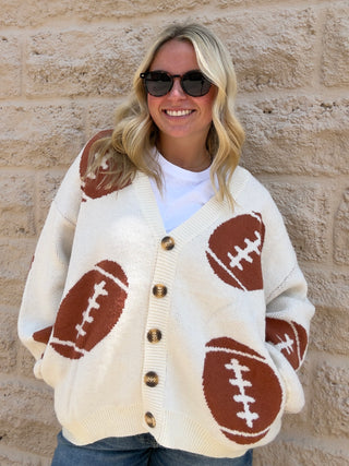 Football  Button V Neck Knit Cardigans