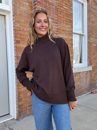 Sable Rib Sweatshirt in Chocolate Cherry by Z Supply