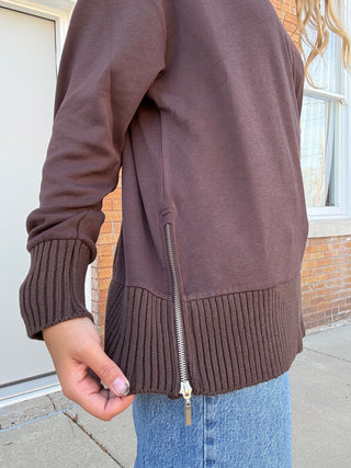 Sable Rib Sweatshirt in Chocolate Cherry by Z Supply