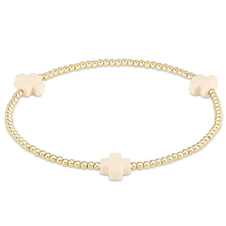 Signature Cross 2mm Gold Off White enewton
