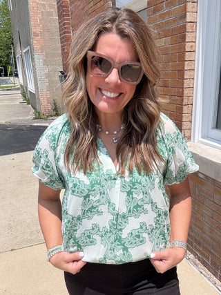 Audrey Split Ruffle Neck Top