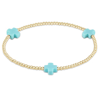 Signature Cross 2mm Gold Tuquoise enewton