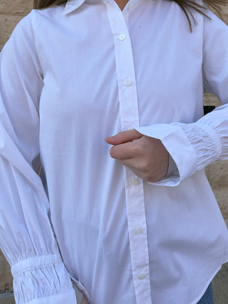 Adjustable Sleeve Button Front Woven Top by Liverpool