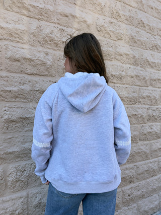 Lace Trim Gray Hoodie