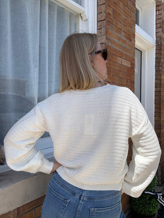 Whitney Crochet Sweater White
