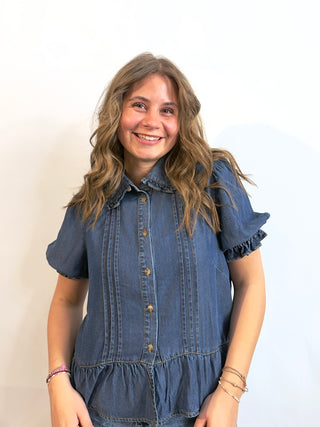 Denim Peter Pan Top