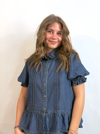 Denim Peter Pan Top