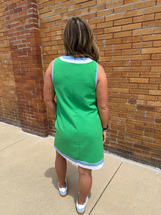 Square Neck Kelly Green Dress