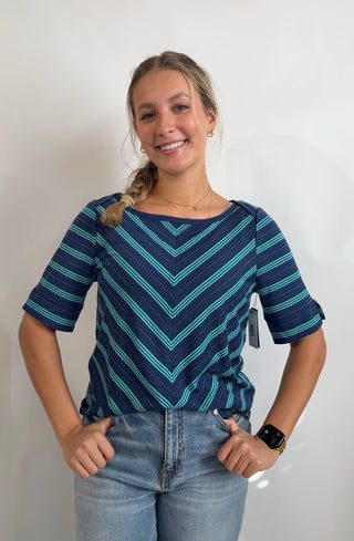 Half Sleeeve Boatneck Top by Liverpool