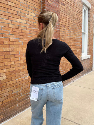 Tibi Scoop Mesh Sweater Black