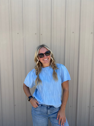 Powder Blue Short Sleeve Sweater