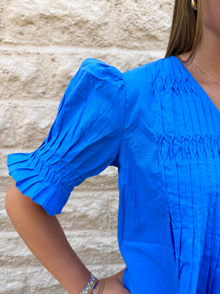 Tucked Detail Button in Blue