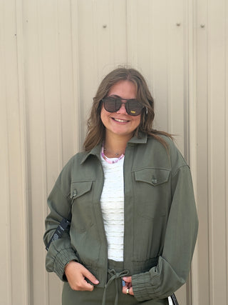 Zip Front Jacket Martini Olive by Liverpool