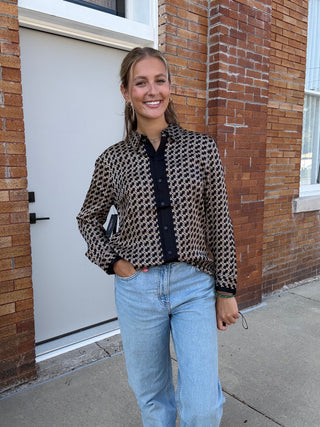 Black and Gold Long Sleeve Button Down