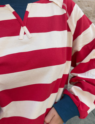 Stripe Cropped Top Red & Cream