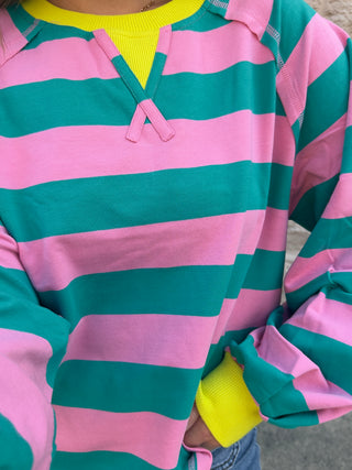 Stripe Cropped Top Pink & Seafoam