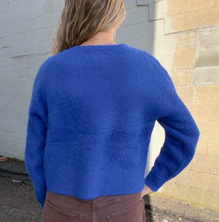 Fuzz Crewneck Sweater Cobalt Blue by Daze