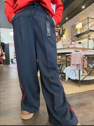 Wide Leg Pleated Trouser With Side Stripe by Liverpool