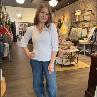 Elbow Sleeve Notch Knit Tee by Liverpool