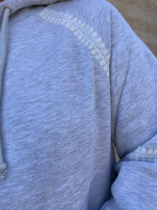 Lace Trim Gray Hoodie