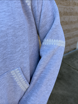 Lace Trim Gray Hoodie