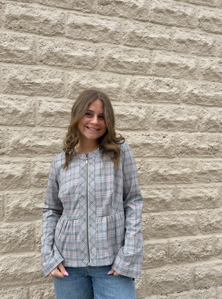 Zip Front Peplum Jacket by Liverpool