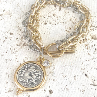 Coin triple bracelet Greek horse coin boutique salon