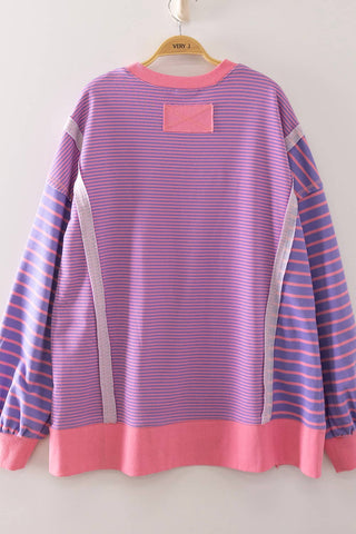 NT12765-Mixed Stripe Contrast Sweatshirt