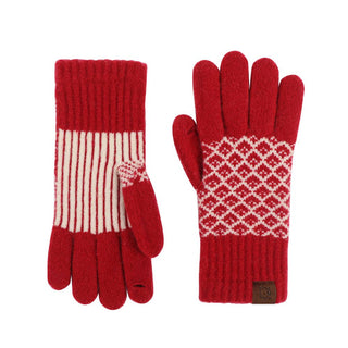 Vintage Jacquard Two Fingers Leaky Knitted Gloves