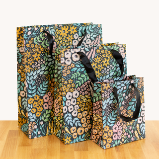 Black Floral Gift Bag: Extra Small