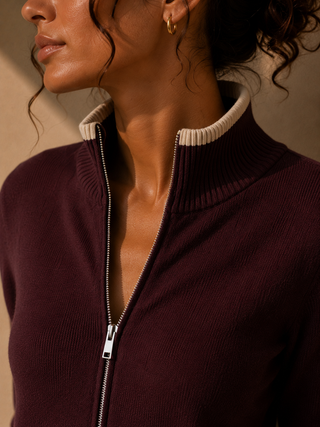 The Reese Zip Knit Sweater - Two Way Zipper Knit Top